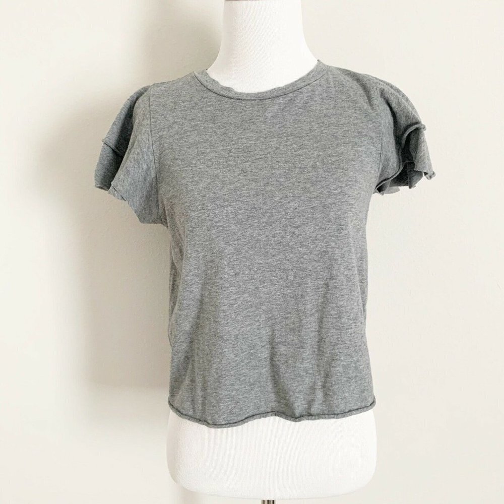 Women's Tresics Gray Short Ruffle Flutter Crop Top